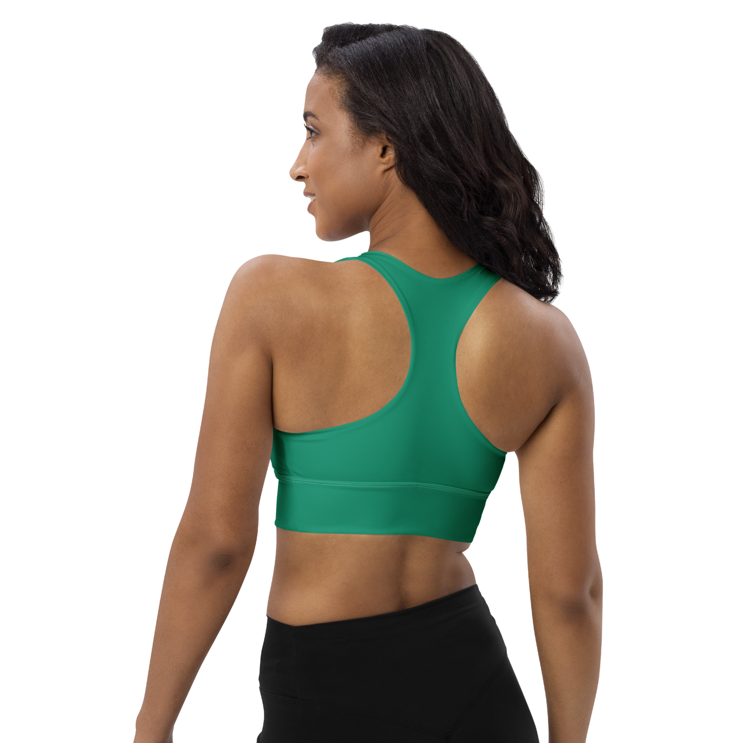 Michigan Upper Peninsula Longline Sports Bra (w/ UP USA Flag) | Emerald Green