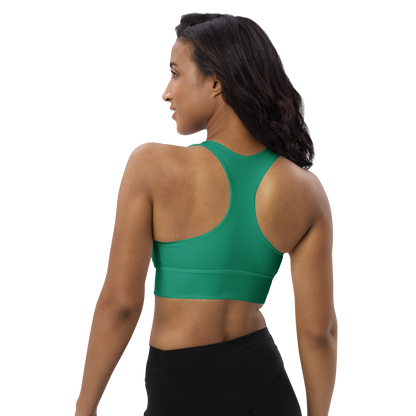 Michigan Upper Peninsula Longline Sports Bra (w/ UP USA Flag) | Emerald Green