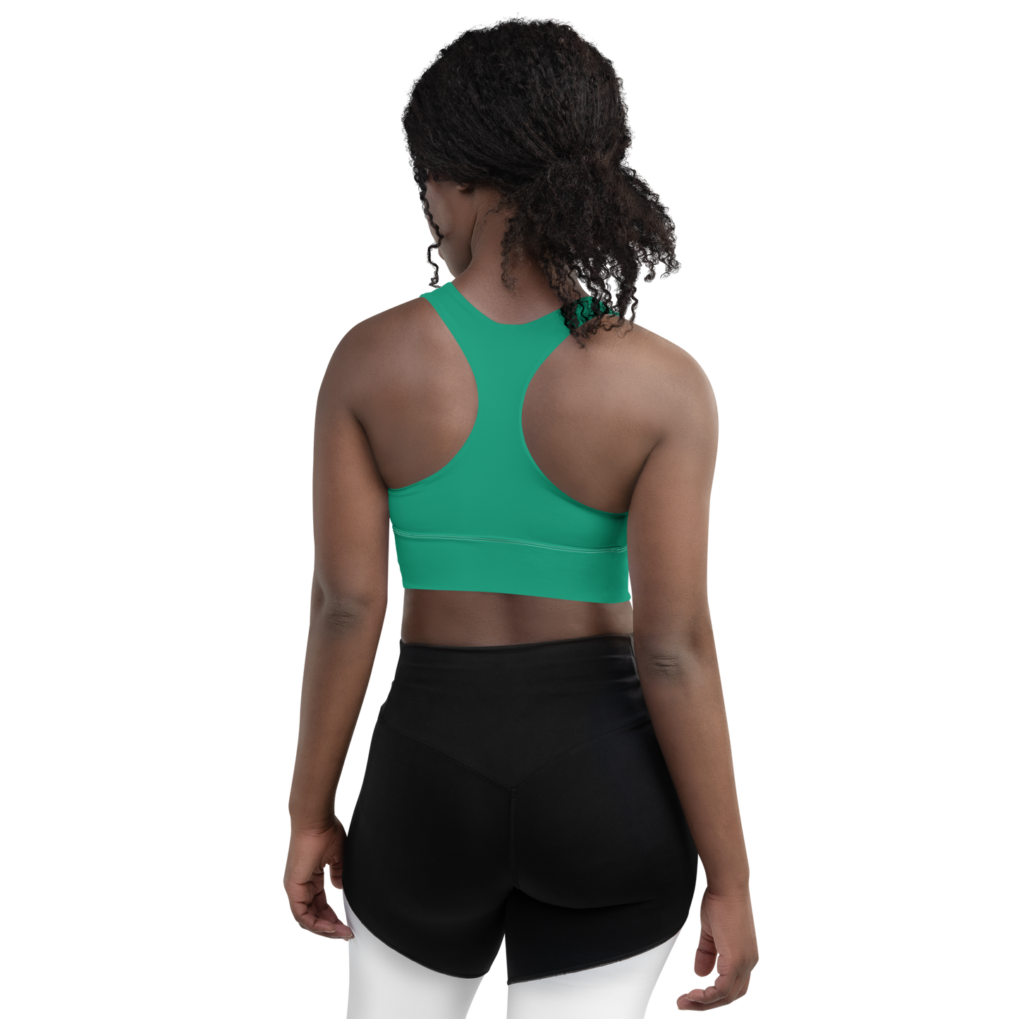 Michigan Upper Peninsula Longline Sports Bra (w/ UP USA Flag) | Emerald Green