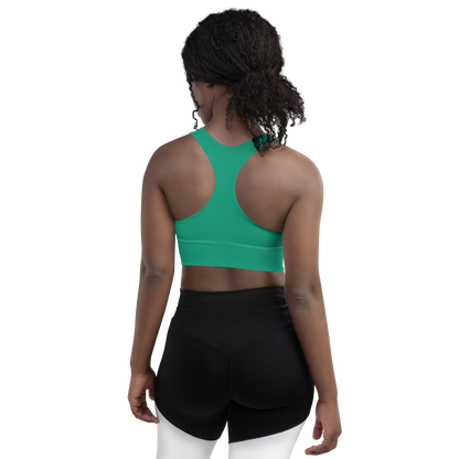 Michigan Upper Peninsula Longline Sports Bra (w/ UP USA Flag) | Emerald Green