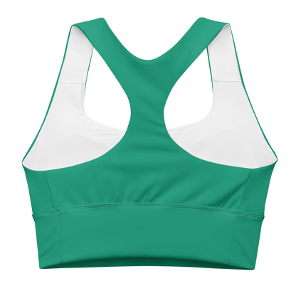 Michigan Upper Peninsula Longline Sports Bra (w/ UP USA Flag) | Emerald Green