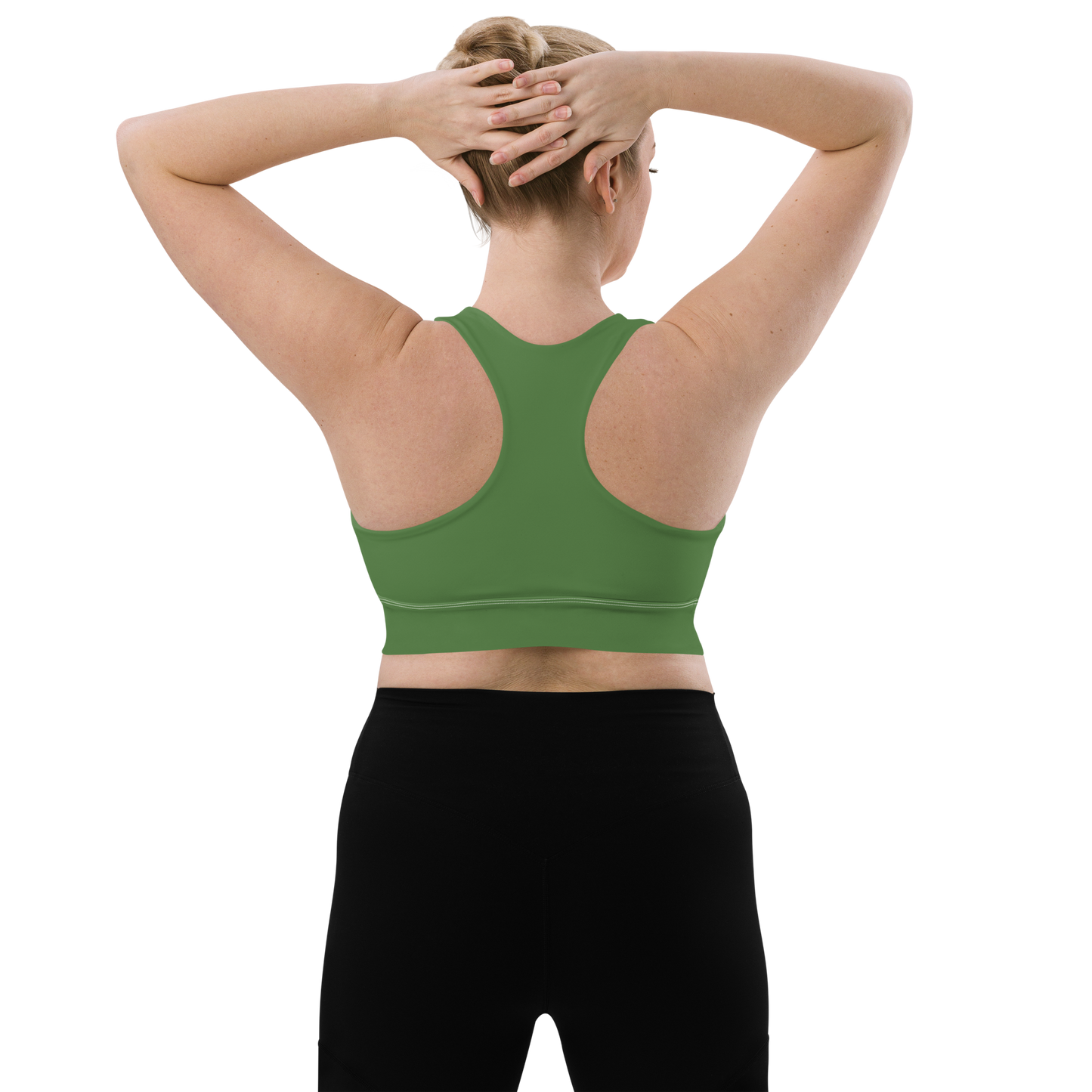 Michigan Upper Peninsula Longline Sports Bra (w/ UP USA Flag) | Pine Green