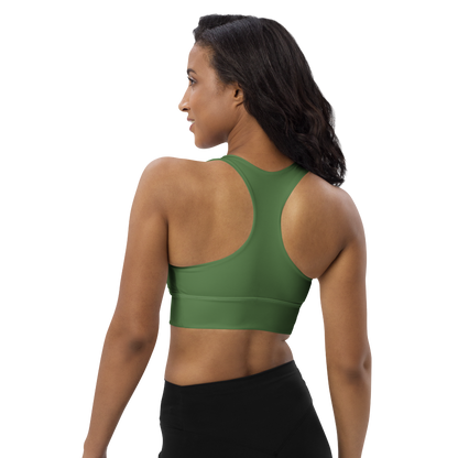 Michigan Upper Peninsula Longline Sports Bra (w/ UP USA Flag) | Pine Green