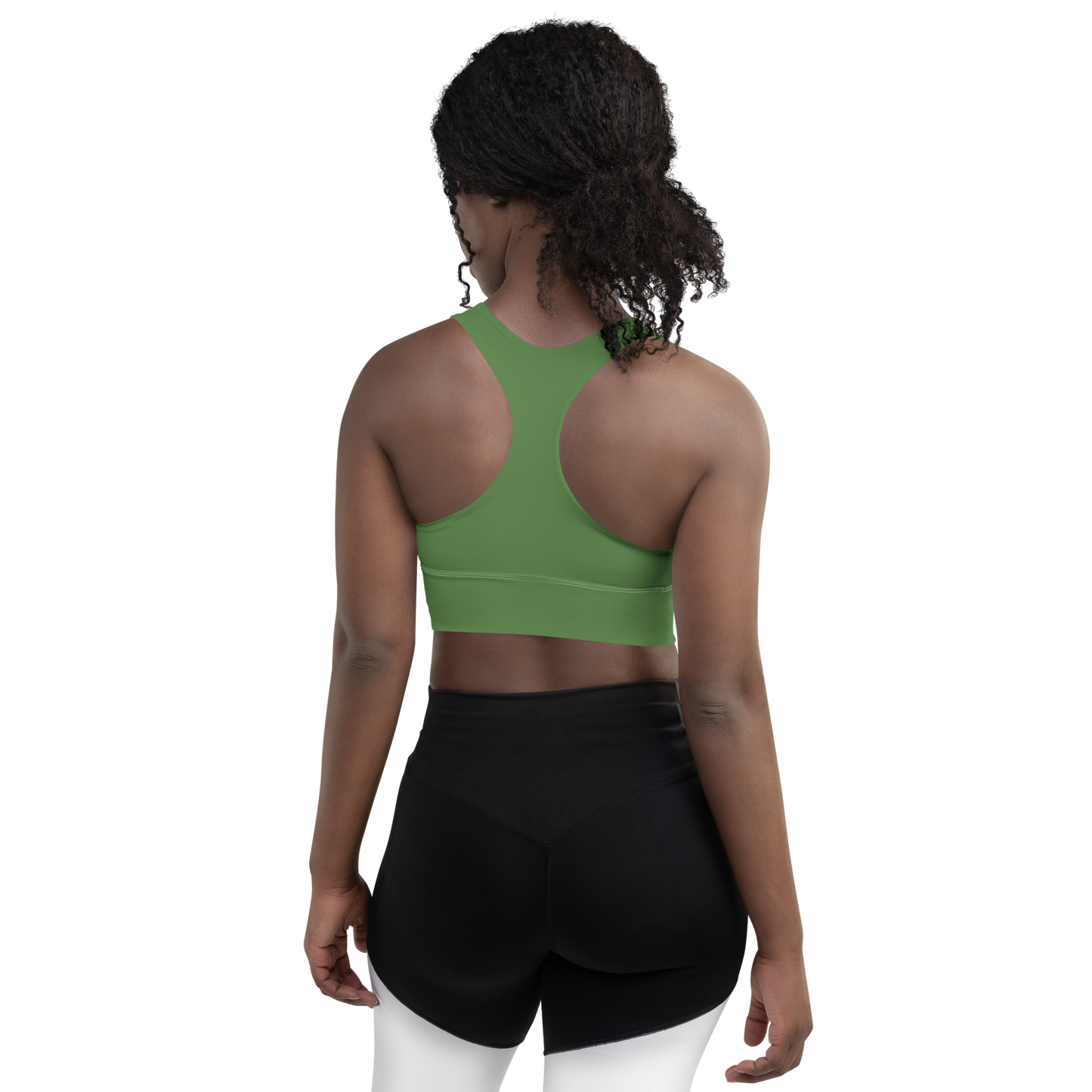 Michigan Upper Peninsula Longline Sports Bra (w/ UP USA Flag) | Pine Green