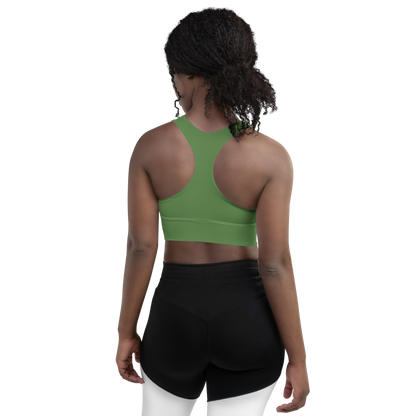 Michigan Upper Peninsula Longline Sports Bra (w/ UP USA Flag) | Pine Green