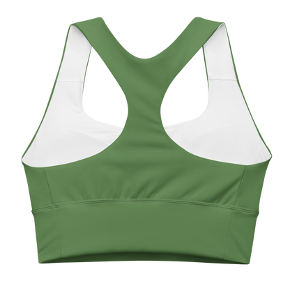 Michigan Upper Peninsula Longline Sports Bra (w/ UP USA Flag) | Pine Green