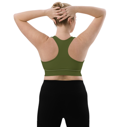 Michigan Upper Peninsula Longline Sports Bra (w/ UP USA Flag) | Army Green