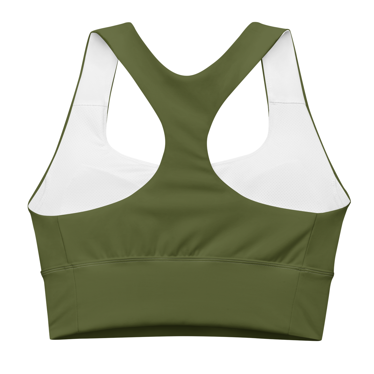 Michigan Upper Peninsula Longline Sports Bra (w/ UP USA Flag) | Army Green