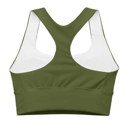 Michigan Upper Peninsula Longline Sports Bra (w/ UP USA Flag) | Army Green