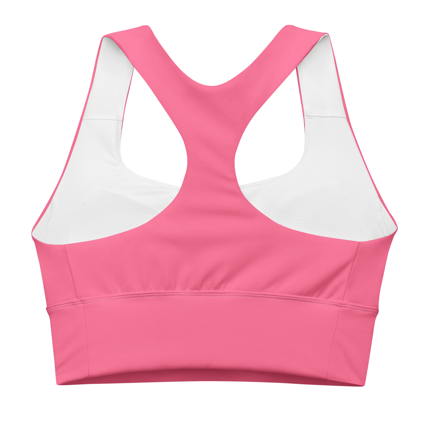 Michigan Upper Peninsula Longline Sports Bra (w/ UP USA Flag) | Rhodochrosite Pink