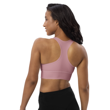 Michigan Upper Peninsula Longline Sports Bra (w/ UP USA Flag) | Cherry Blossom Pink