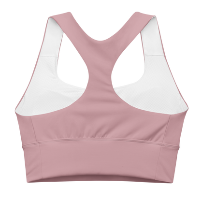 Michigan Upper Peninsula Longline Sports Bra (w/ UP USA Flag) | Cherry Blossom Pink