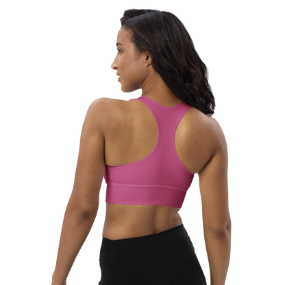 Michigan Upper Peninsula Longline Sports Bra (w/ UP USA Flag) | Apple Blossom Pink