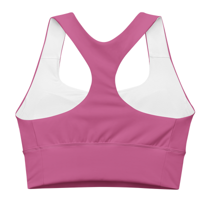 Michigan Upper Peninsula Longline Sports Bra (w/ UP USA Flag) | Apple Blossom Pink