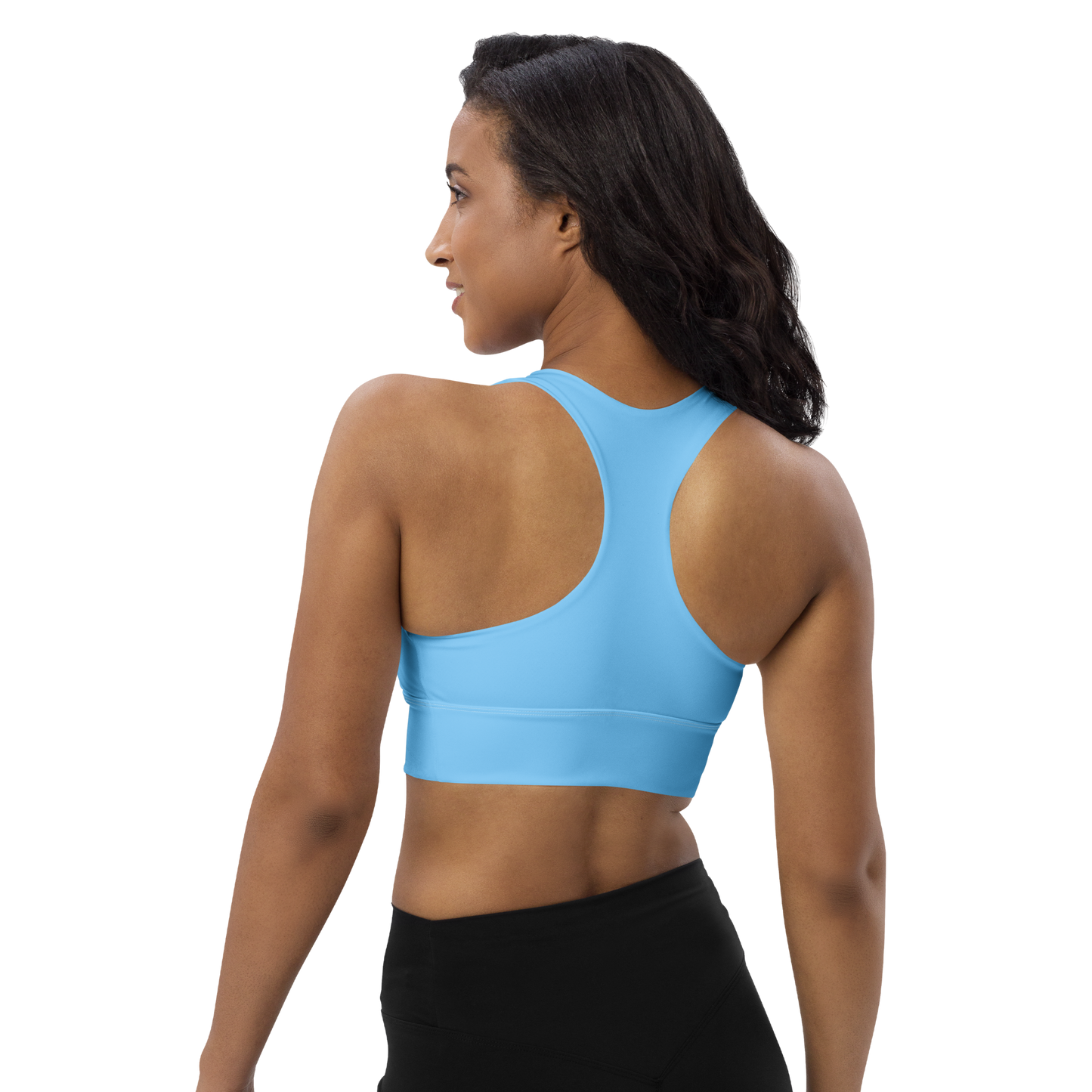 Michigan Upper Peninsula Longline Sports Bra (w/ UP USA Flag) | DTW Blue