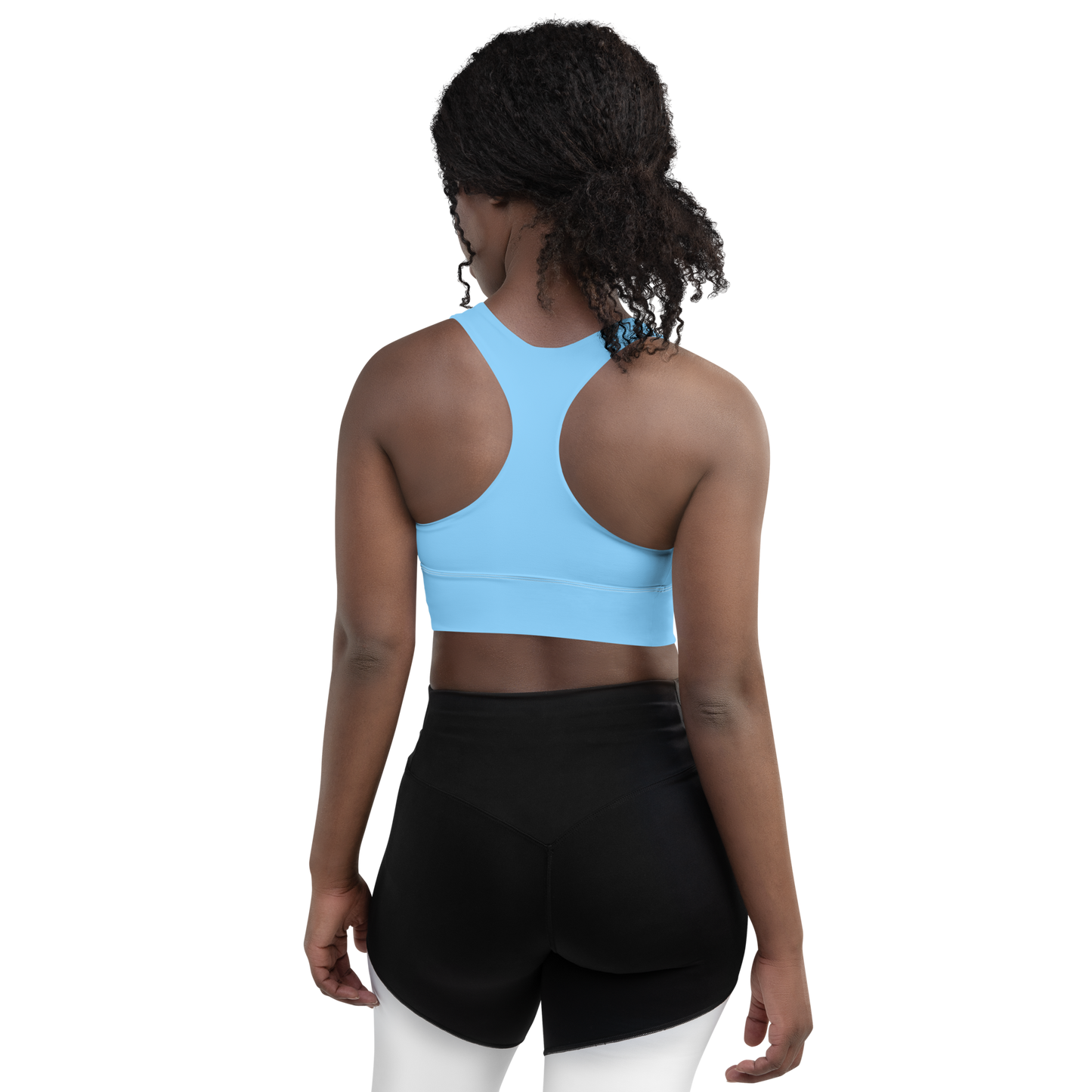 Michigan Upper Peninsula Longline Sports Bra (w/ UP USA Flag) | DTW Blue