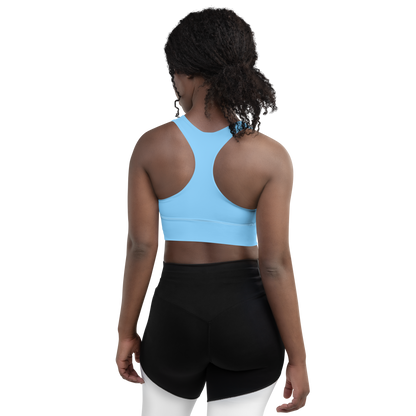 Michigan Upper Peninsula Longline Sports Bra (w/ UP USA Flag) | DTW Blue