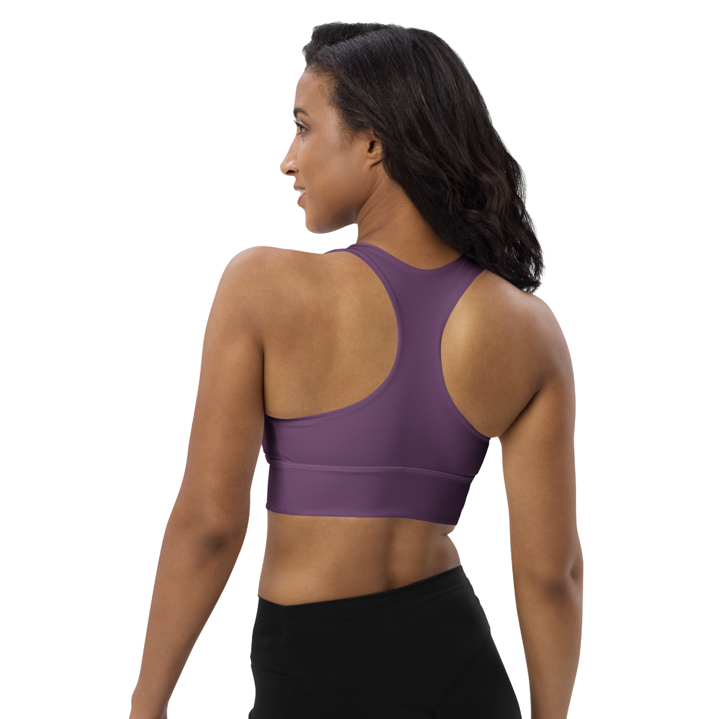 Michigan Upper Peninsula Longline Sports Bra (w/ UP USA Flag) | Plum