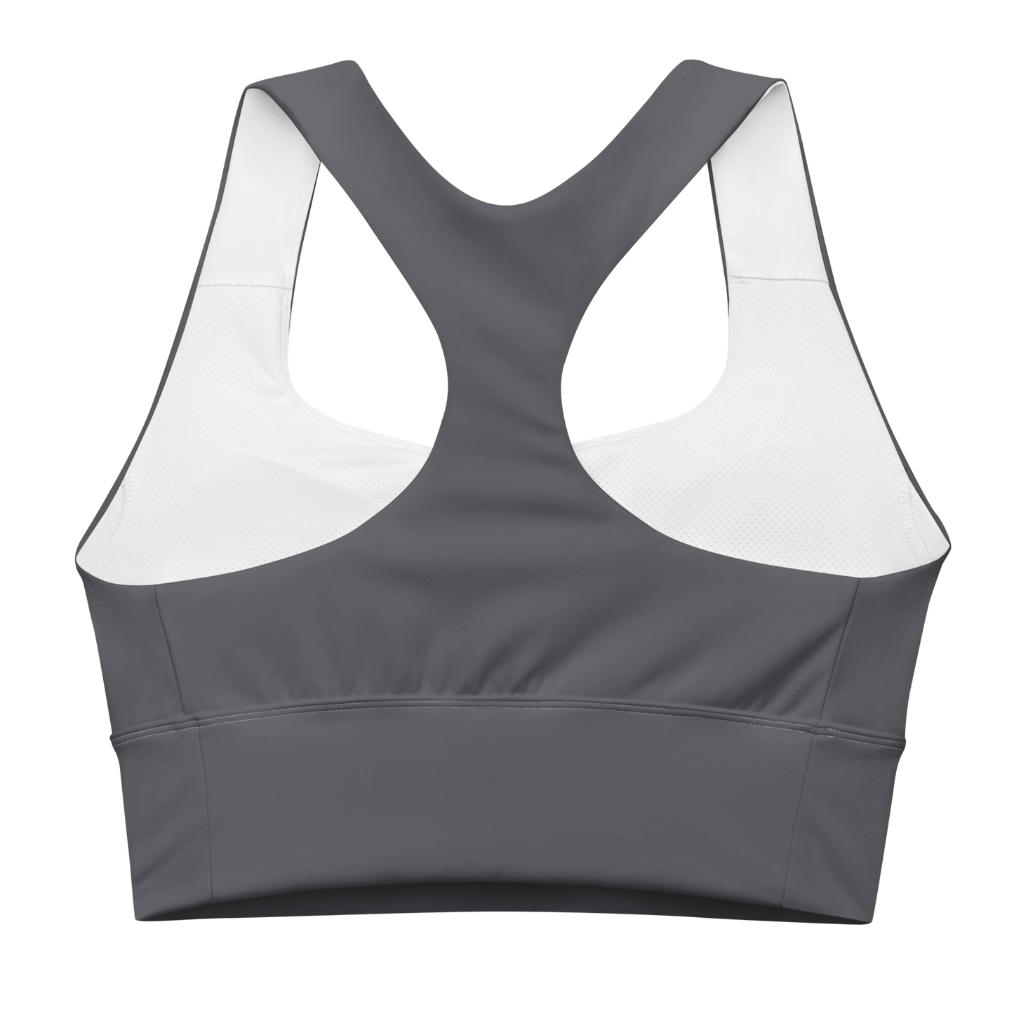 Michigan Upper Peninsula Longline Sports Bra (w/ UP USA Flag) | Iron Ore Grey