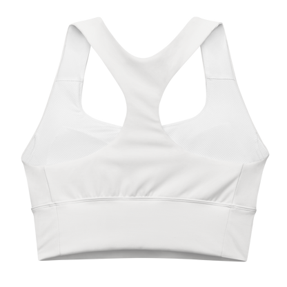 Michigan Upper Peninsula Longline Sports Bra (w/ UP USA Flag) | Birch Bark White