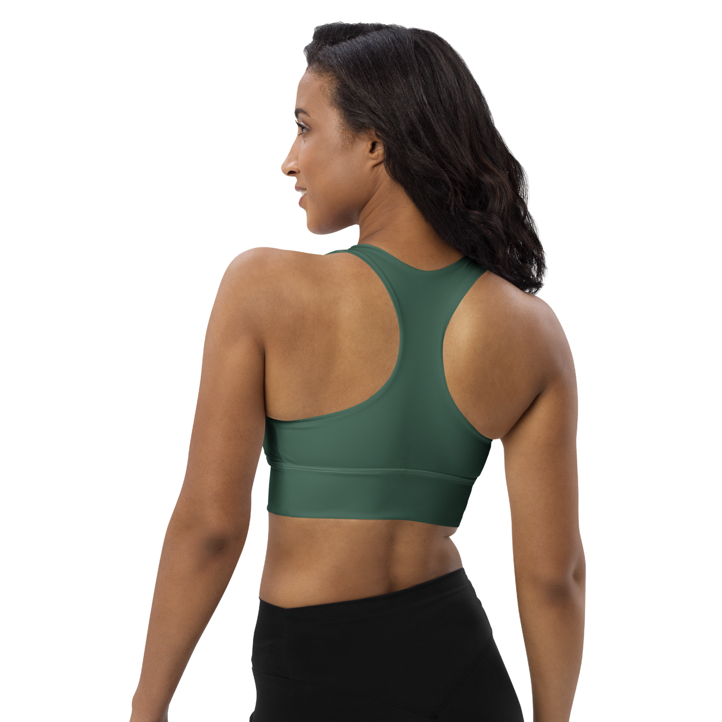 Michigan Upper Peninsula Longline Sports Bra (w/ UP USA Flag) | Ginger Ale Green