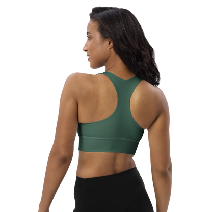 Michigan Upper Peninsula Longline Sports Bra (w/ UP USA Flag) | Ginger Ale Green