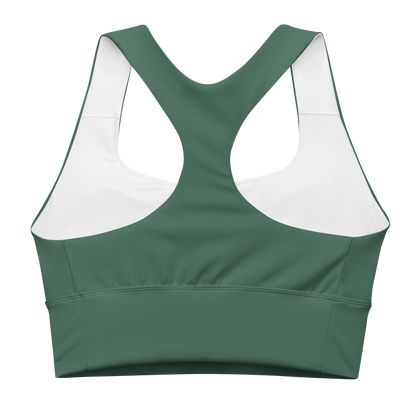 Michigan Upper Peninsula Longline Sports Bra (w/ UP USA Flag) | Ginger Ale Green