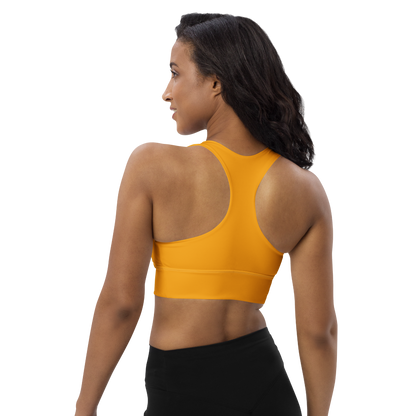 Michigan Upper Peninsula Longline Sports Bra (w/ UP USA Flag) | Birch Leaf Orange