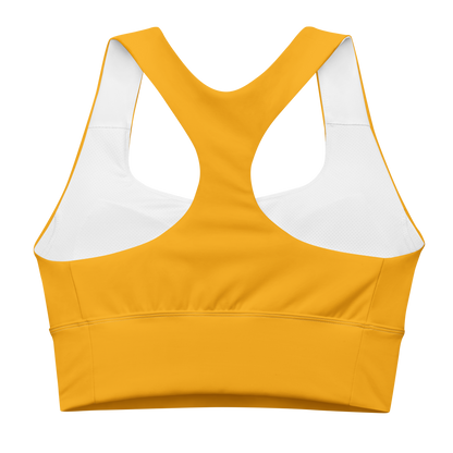 Michigan Upper Peninsula Longline Sports Bra (w/ UP USA Flag) | Birch Leaf Orange