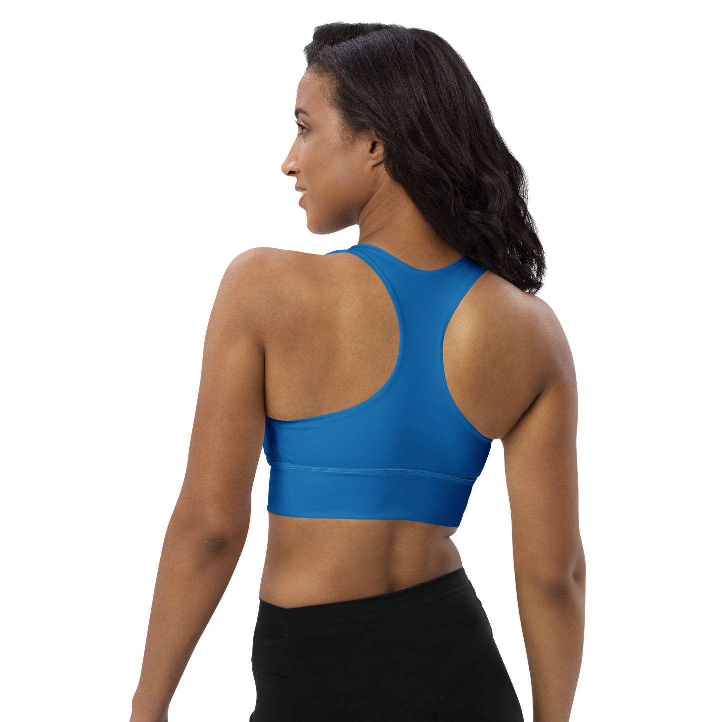 Michigan Upper Peninsula Longline Sports Bra (w/ UP USA Flag) | Azure