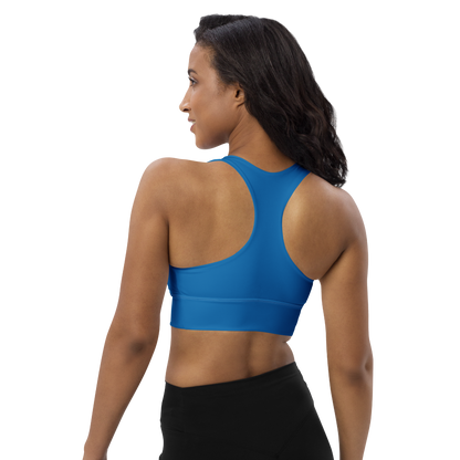 Michigan Upper Peninsula Longline Sports Bra (w/ UP USA Flag) | Azure