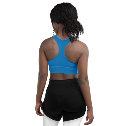 Michigan Upper Peninsula Longline Sports Bra (w/ UP USA Flag) | Azure