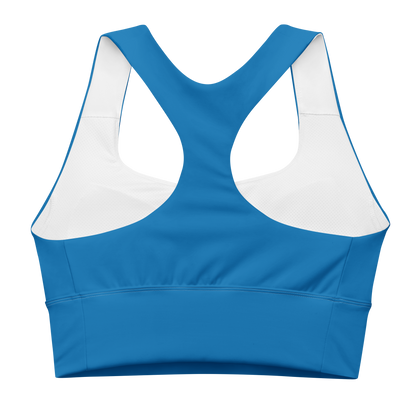 Michigan Upper Peninsula Longline Sports Bra (w/ UP USA Flag) | Azure