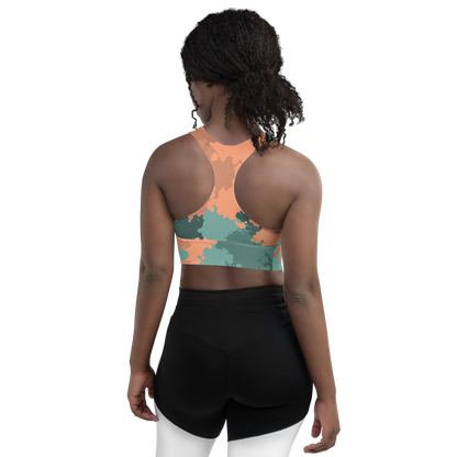 Michigan Upper Peninsula Longline Sports Bra (w/ UP USA Flag) | Copper Green