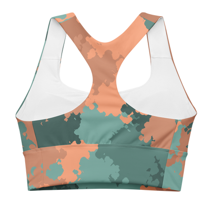 Michigan Upper Peninsula Longline Sports Bra (w/ UP USA Flag) | Copper Green