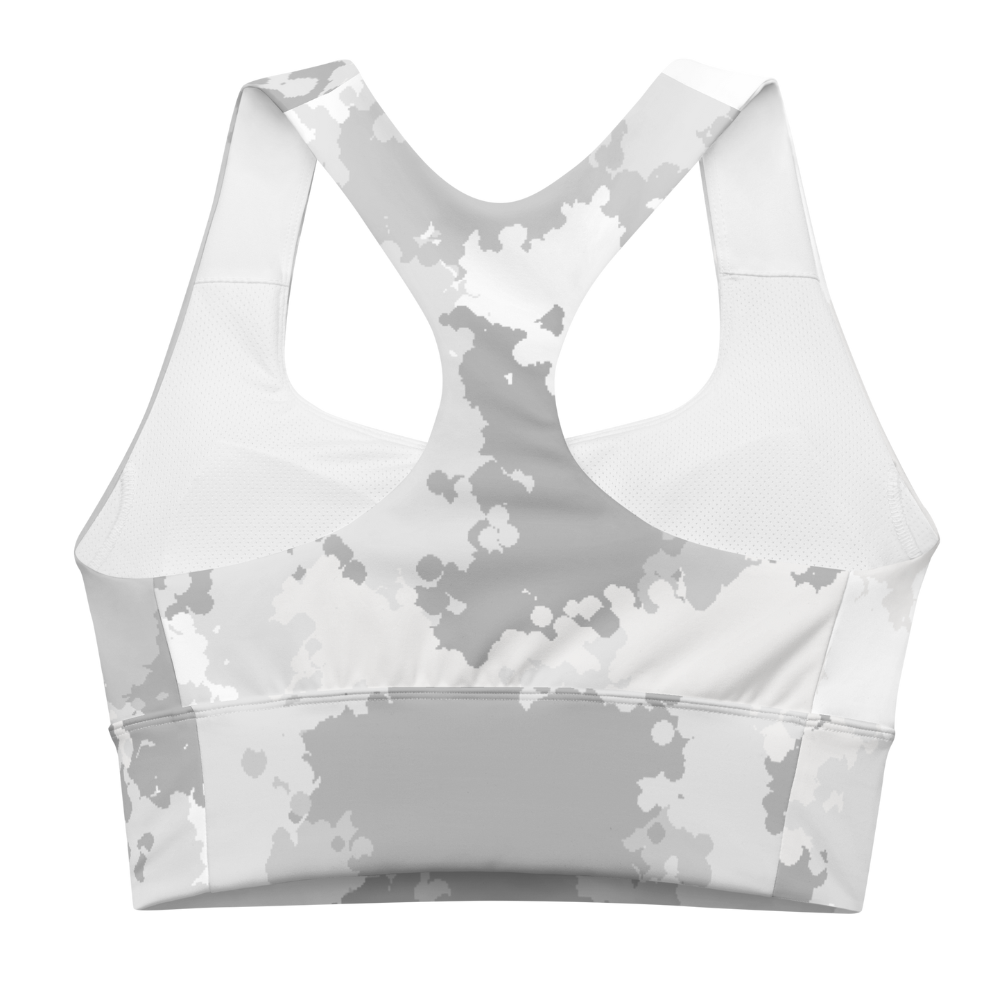 Michigan Upper Peninsula Longline Sports Bra (w/ UP USA Flag) | Snow Camo