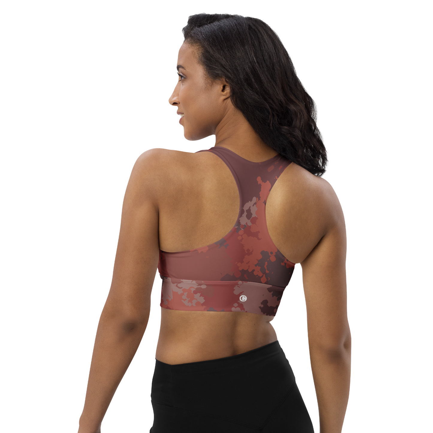 Michigan Upper Peninsula Longline Sports Bra (w/ UP USA Flag) | Ore Dock Camo