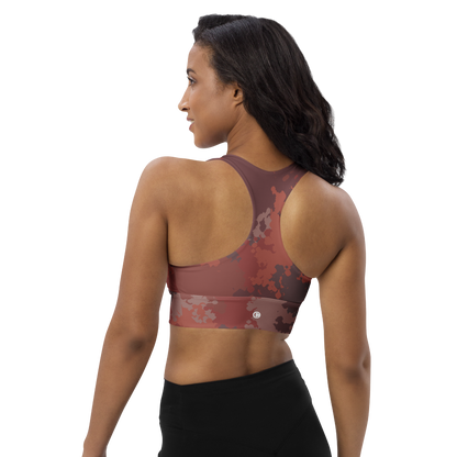 Michigan Upper Peninsula Longline Sports Bra (w/ UP USA Flag) | Ore Dock Camo