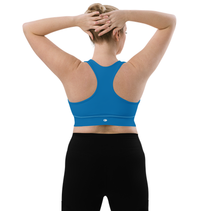 Michigan Upper Peninsula Longline Sports Bra (w/ UP Outline) | Azure