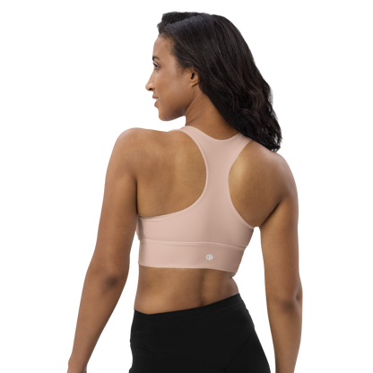 Michigan Upper Peninsula Longline Sports Bra (w/ UP Outline) | Rose Gold