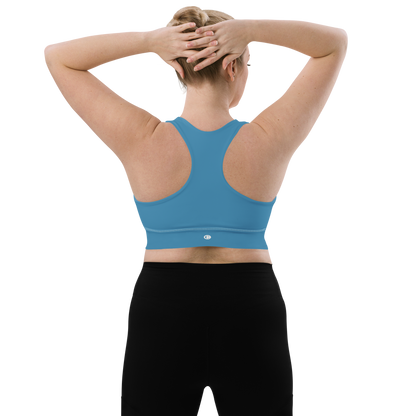 Michigan Upper Peninsula Longline Sports Bra (w/ UP Outline) | Lake Michigan Blue