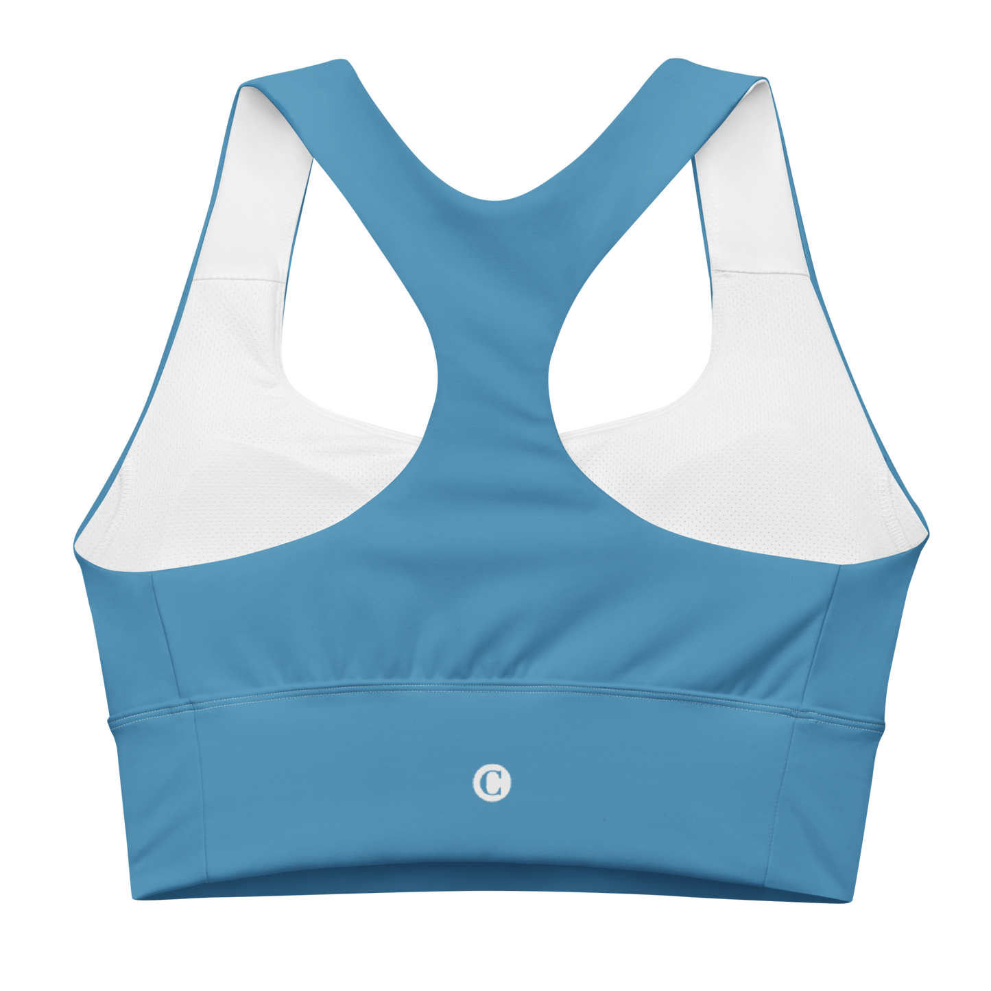 Michigan Upper Peninsula Longline Sports Bra (w/ UP Outline) | Lake Michigan Blue