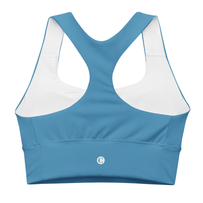 Michigan Upper Peninsula Longline Sports Bra (w/ UP Outline) | Lake Michigan Blue