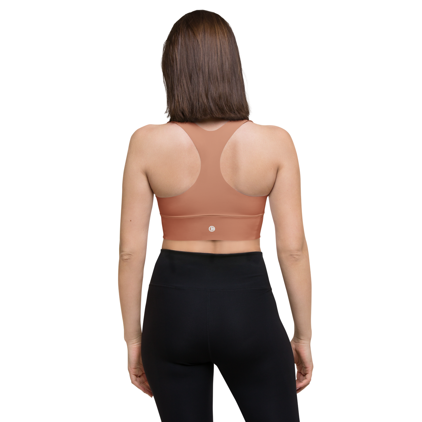 Michigan Upper Peninsula Longline Sports Bra (w/ UP Outline) | Copper Color