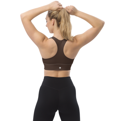 Michigan Upper Peninsula Longline Sports Bra (w/ UP Outline) | Hickory Color