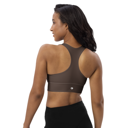 Michigan Upper Peninsula Longline Sports Bra (w/ UP Outline) | Hickory Color