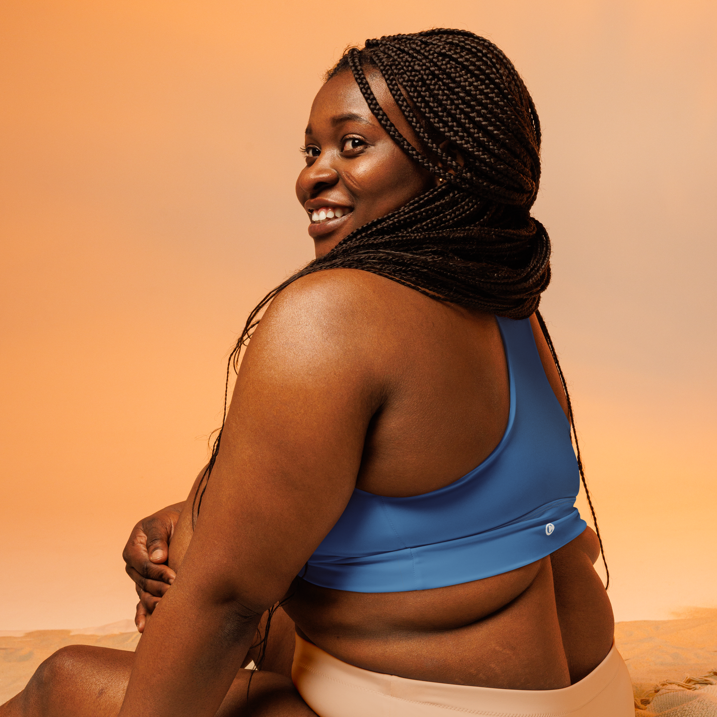 Michigan Upper Peninsula Longline Sports Bra (w/ UP Outline) | Lake Superior Blue