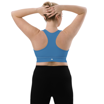 Michigan Upper Peninsula Longline Sports Bra (w/ UP Outline) | Lake Superior Blue