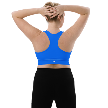 Michigan Upper Peninsula Longline Sports Bra (w/ UP Outline) | Motor Town Blue