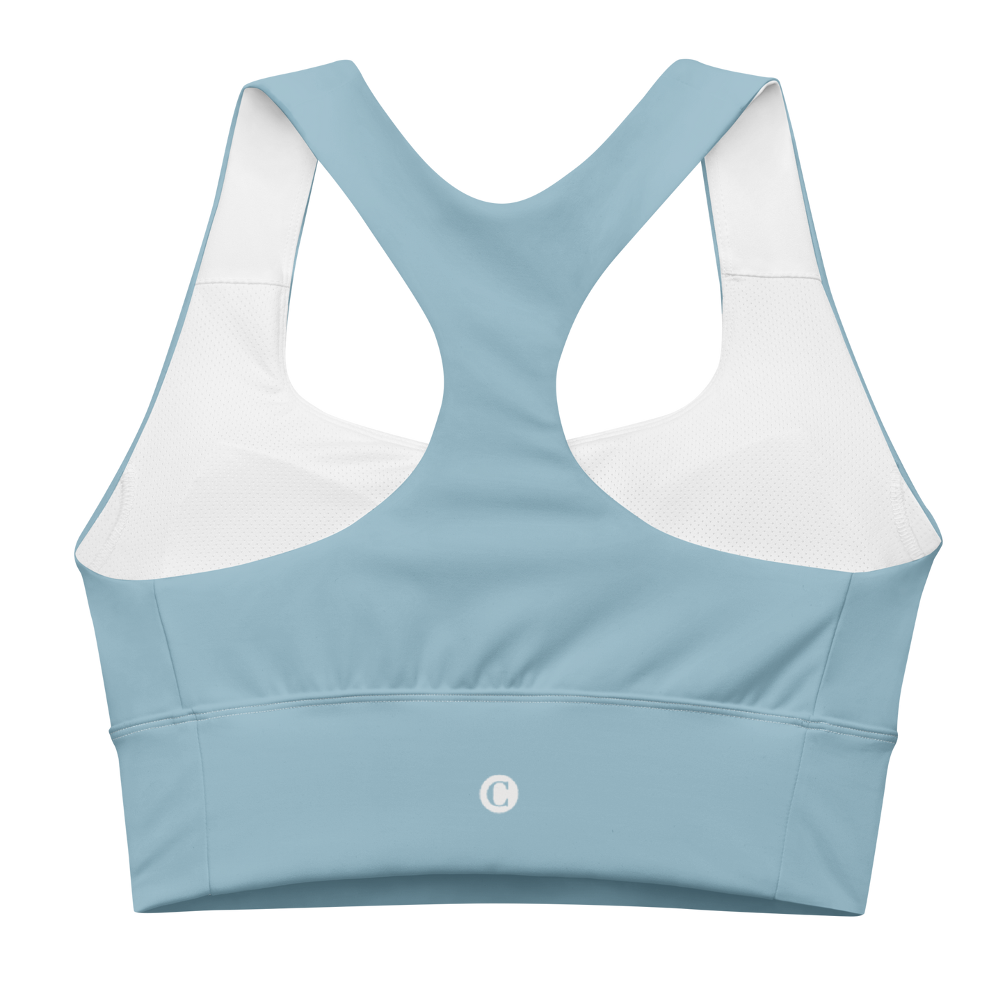 Michigan Upper Peninsula Longline Sports Bra (w/ UP Outline) | Opal Blue